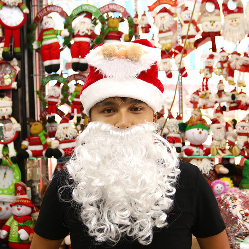 圣诞老人胡须成人白色大胡子圣诞帽假发老公公爷爷装扮白胡须道具