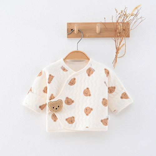 新生儿半背衣刚出生宝宝纯棉保暖和尚服春秋夹棉婴儿满月服单上衣