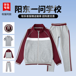 冲锋衣夏季 冬季 阳东一问学校校徽 男女生 学生英伦风运动服套装