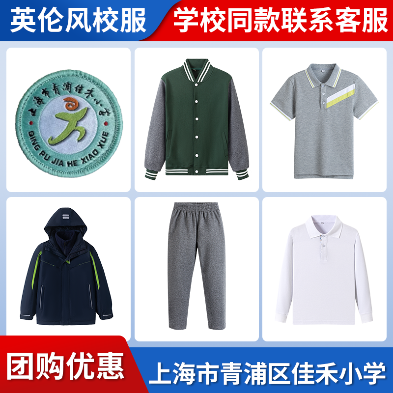 【上海市青浦区佳禾小学】同款校服班服英伦学生棒球服短袖冲锋衣