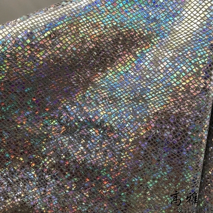 银色格子幻彩镭射反光七彩闪亮闪粉防水服装化妆包包袋布料皮革
