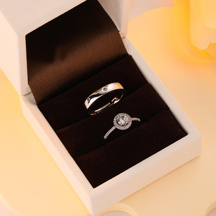 鸽子蛋钻戒结婚戒指仿真一对活口可调节对戒婚礼仪式 现场用道具