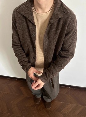 MADE EXTREME花纱羊毛混纺半高领毛衣针织开衫老钱风cleanfit外套