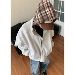 MADEEXTREME 美式冬季假两件格子连帽棉服男复古街头拉链加厚外套