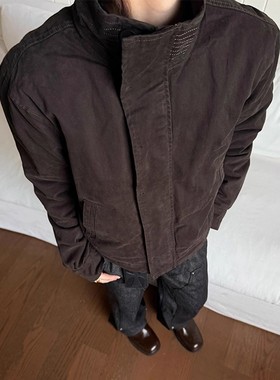 【EME】军款AF仿兔毛重水洗座山雕剪裁解构立领夹克冬季加厚外套