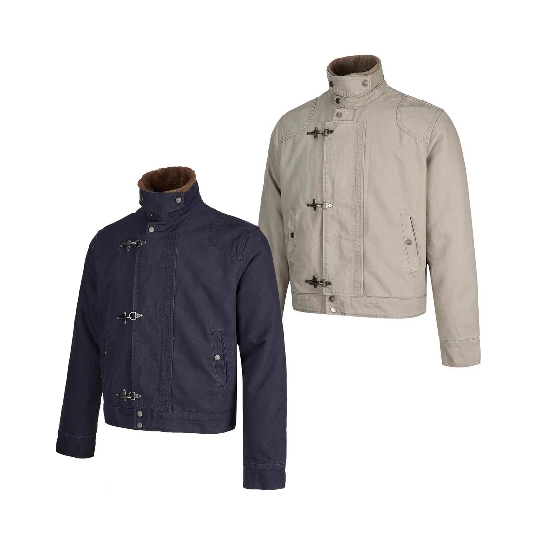 EME秋冬加厚解构设计飞机扣工装外套男女复古vintage短宽棉衣夹克