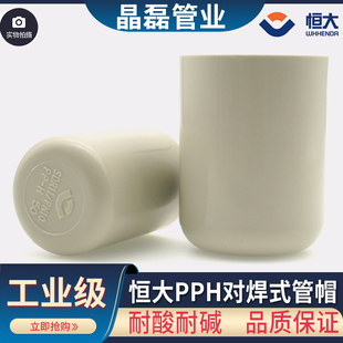 无锡恒大对焊PPH管帽pp-h堵头PP管堵热熔对接管50mm 63 75 90 110