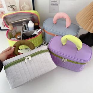 撞色化妆品收纳包出门方便携带大容量洗漱包多功能可爱手提行李装