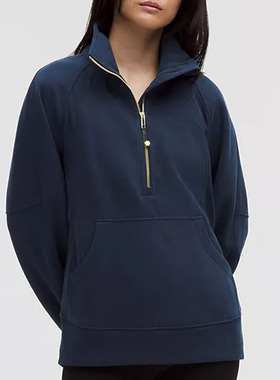 跨境长袖户外健身跑步骑行运动衫 半拉链立领薄绒宽松卫衣上衣女