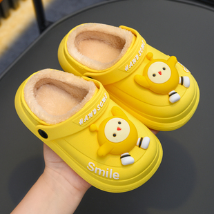 防水儿童保暖拖鞋 女童可爱室内亲子家居宝宝防滑棉拖鞋 室 棉鞋 冬季