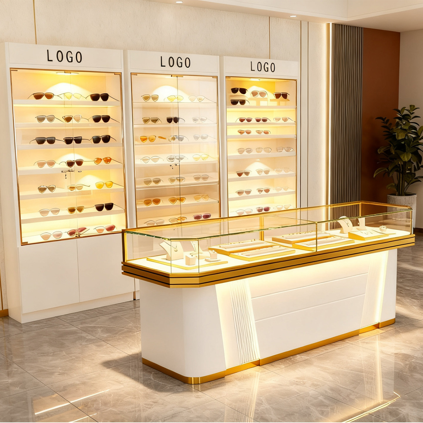 眼镜展示柜珠宝饰品展示柜眼镜店柜子定制玻璃柜台中岛柜钢化玻璃