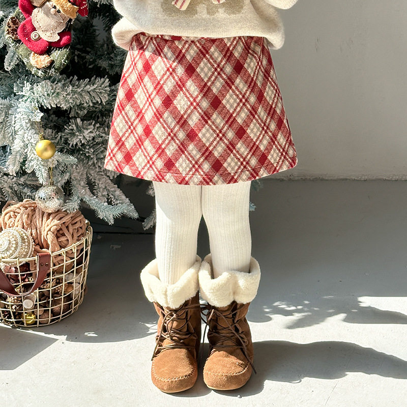 艾摩贝贝女童圣诞新年穿搭A字版毛呢短裙儿童时髦红色格纹半身裙,童装/婴儿装/亲子装,半身裙,淘宝优惠券,粉丝福利购,淘宝优惠卷