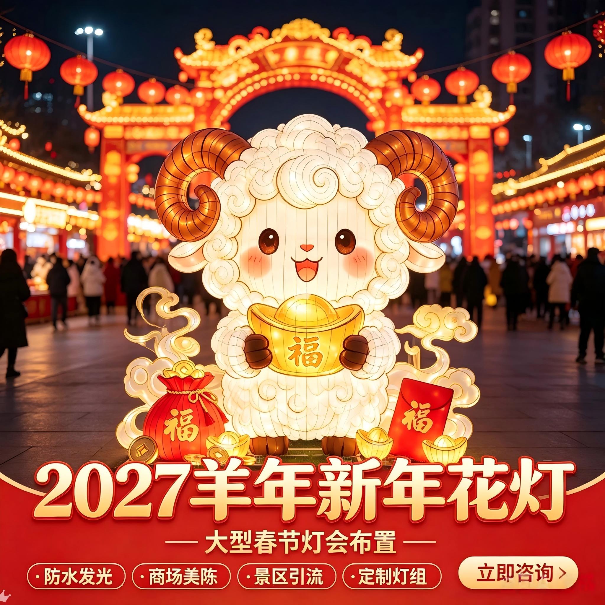 2027羊年生肖发光花灯春节派对