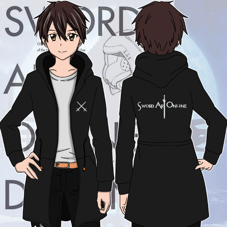 刀剑神域风衣动漫卫衣服SAO桐人二次元周边COS男女加绒披风外套潮