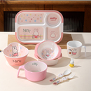 米菲兔熊儿童餐具宝宝辅食碗卡通可爱耐摔分格盘吃饭专用碗勺杯子