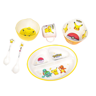 五和宝可梦皮卡丘儿童碗宝宝餐盘可爱分格卡通水杯辅食碗家用餐具