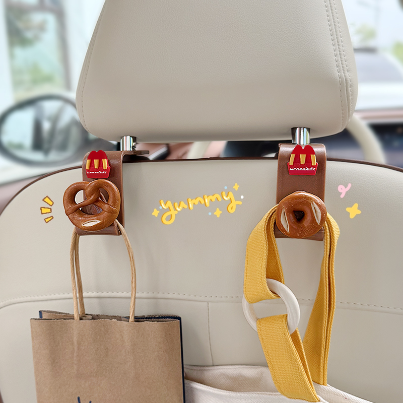 可爱面包汽车座椅后背挂钩收纳