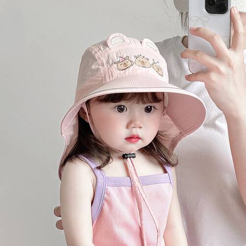 宝宝遮阳防晒帽披肩大帽檐男女儿童太阳帽速干帽2025新款百搭可爱