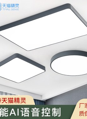 LED吸顶客厅卧室灯餐厅书房阳台房间灰色灯过道天猫精灵智能灯具
