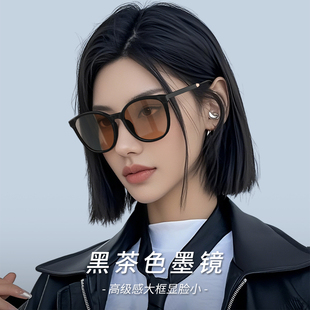 2025新款 茶色墨镜女款 高级感大脸显瘦显脸小防紫外线开车太阳眼镜