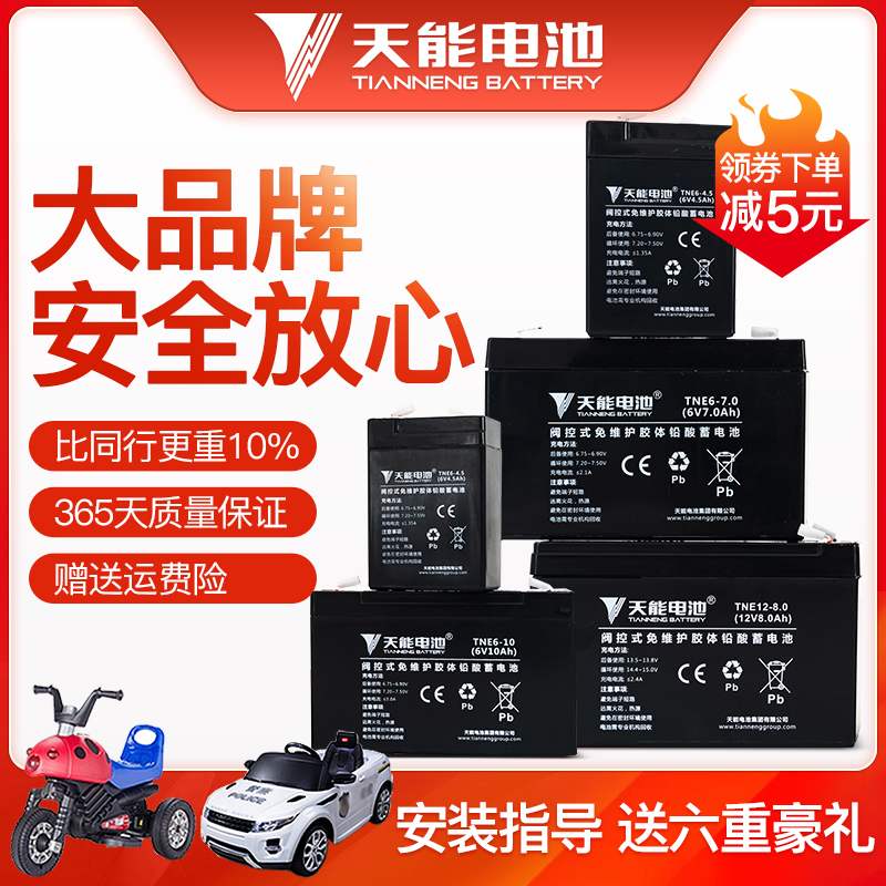 天能儿童电动车电瓶6V