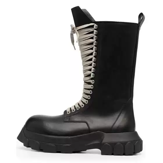 Martin Boots for Men 2023 Autumn and Winter New Style British Style Genuine Leather Personalized Motorcycle Boots European Thick-Soled Mid-Calf Leather Boots Trendy