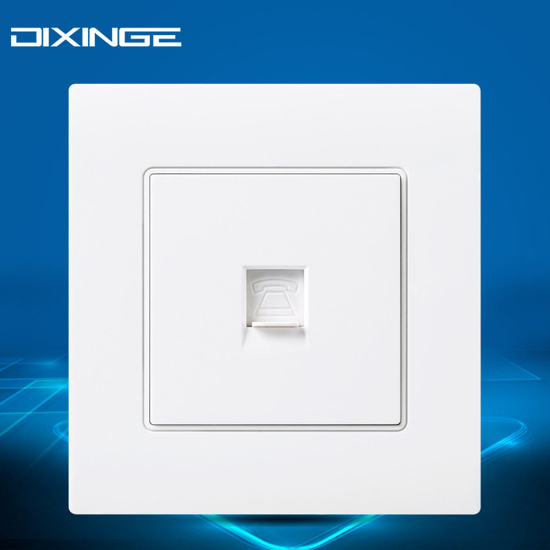 86型雅白色pc面板钢架结构1位单电话线弱电墙壁插座 一位电话插座