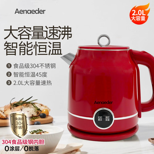 Aenaeder艾纳迪2L烧水壶复古高端食品级不锈钢双层保温电热烧水壶