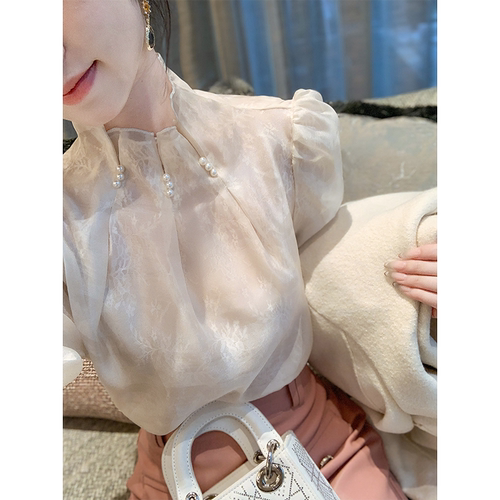 鱼兔子的兔子法式洋气白色衬衫