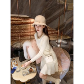 拼接打底裙百褶裙子 法式 兔子 针织连衣裙女秋冬2025新款 鱼兔子