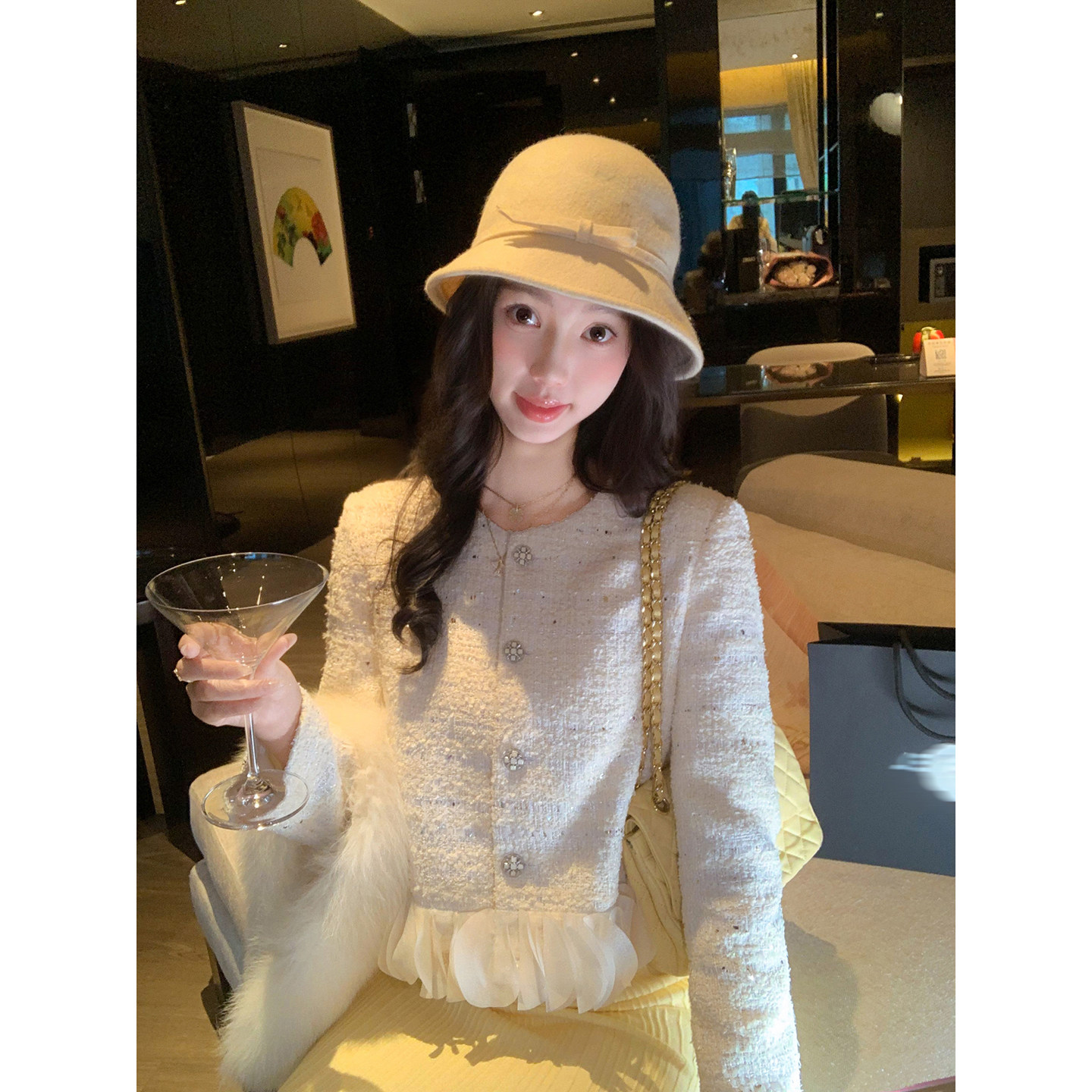 小香风拼接花瓣短外套女新款外套