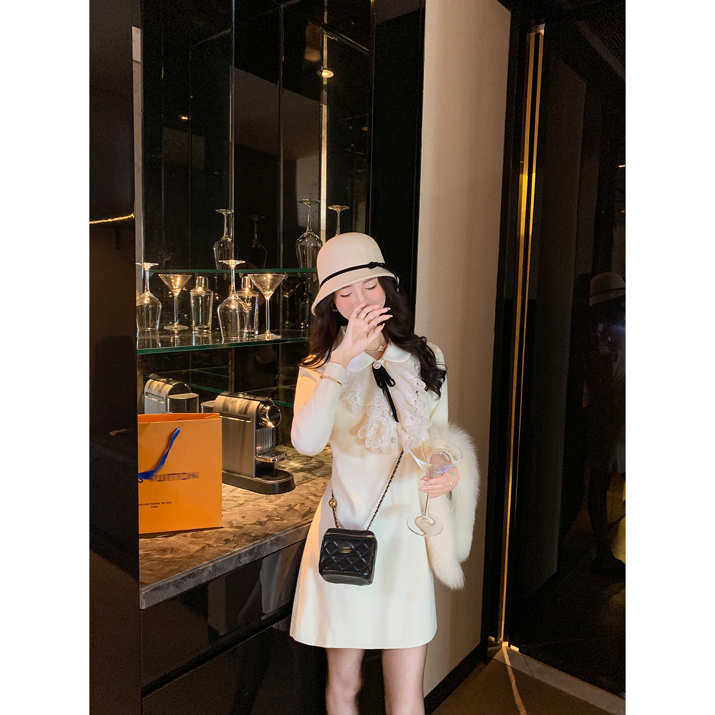 温柔风针织连衣裙女秋冬打底裙子