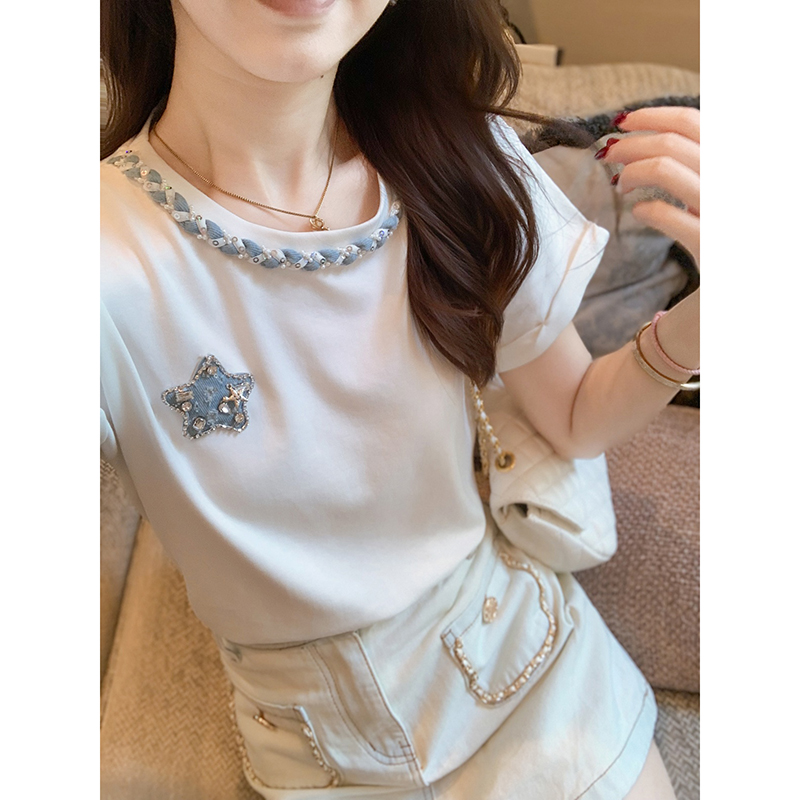 白色短袖t恤女2025新款百搭上衣