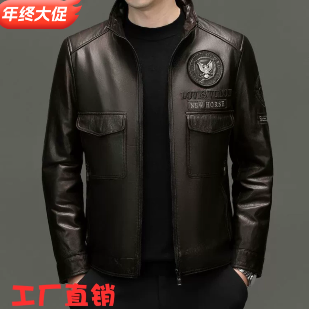 立领皮衣短款男士修身冬装海宁头皮衣