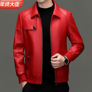 头层绵羊皮皮衣男士衣羽绒服帅气修身短款冬季保暖男士皮夹克外套