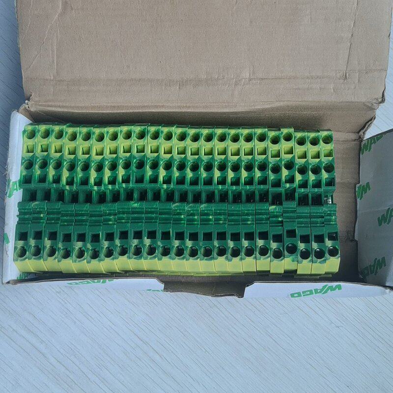 (议价)WAGO万可接线端子,黄绿色,全新未使用,适用于6平方导
