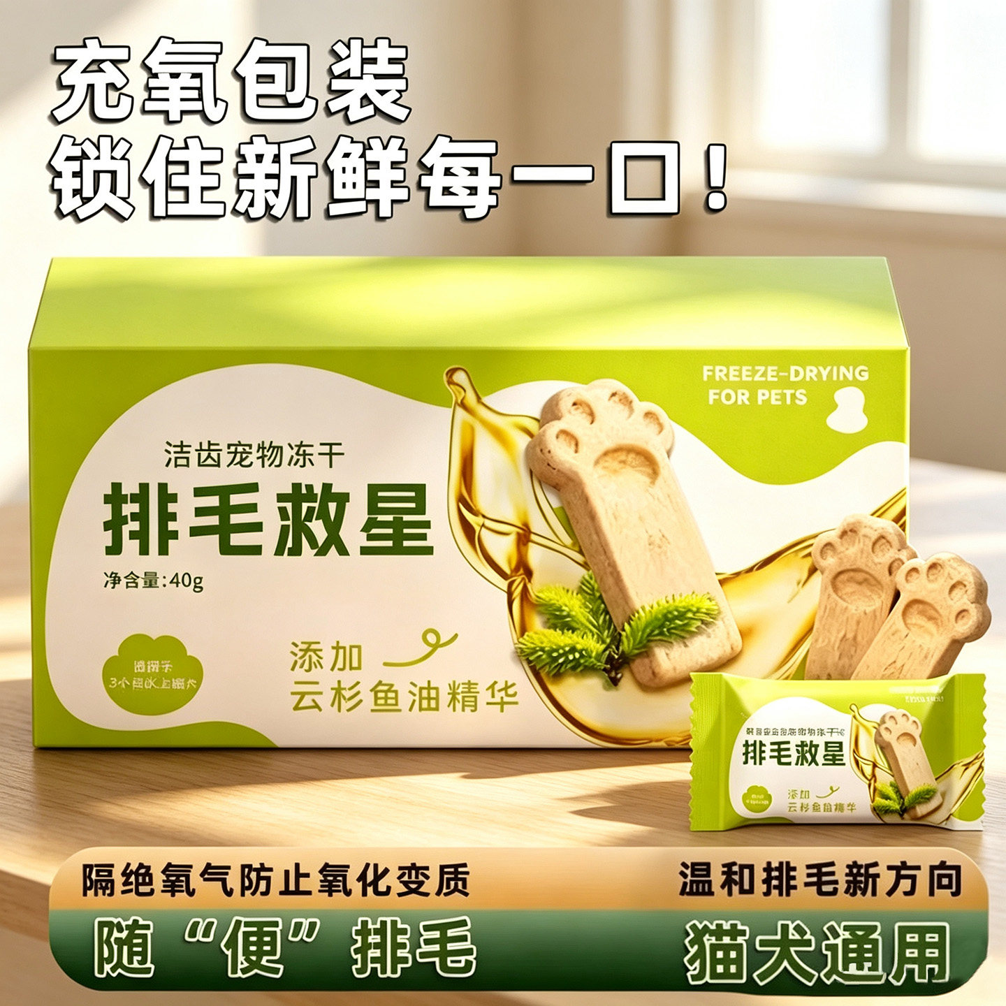猫犬通用温和排毛云杉排毛饼干