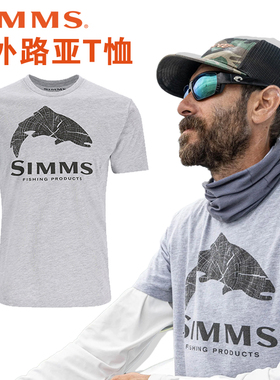 新款美国SIMMS春夏短袖T恤男路亚防晒服防晒衣钓鱼服体恤上衣进口