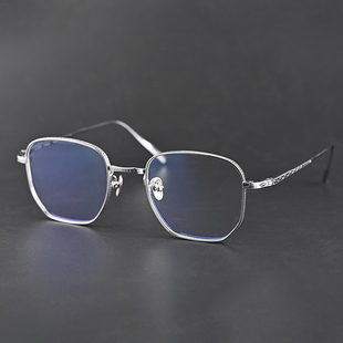 超轻女时尚框镜架男女小框方框中梁雕花质感轻纯钛眼镜架金属6395