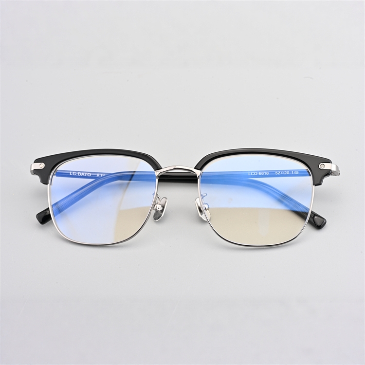 复古个性镜框男眼镜架配近视防蓝光变色镜片大脸板材钛镜框6616