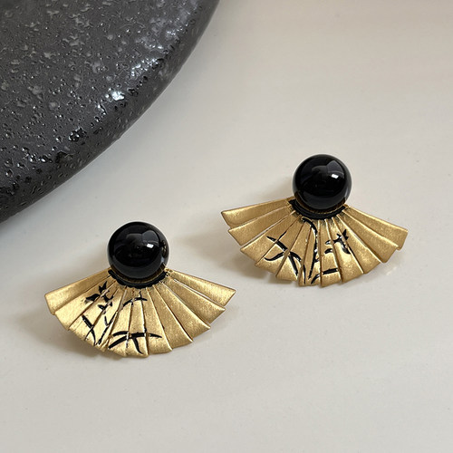 新中式折扇耳环女轻奢小众设计