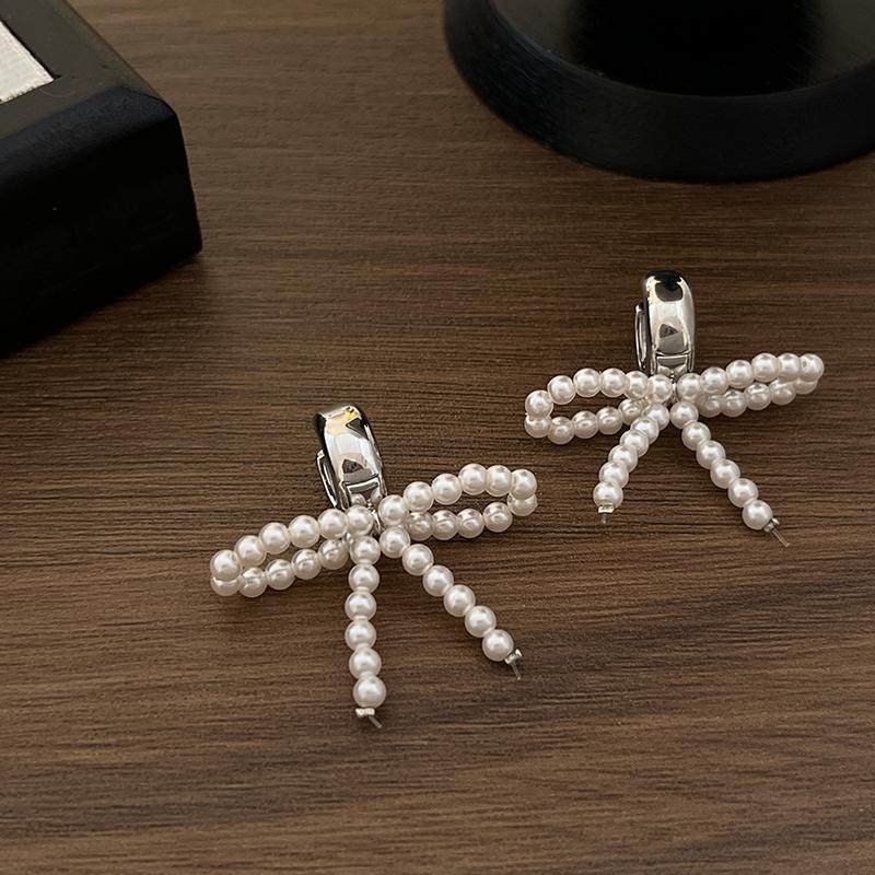 韩国博主同款小众设计手工编织蝴蝶结珍珠耳环女2025新款气质耳饰,饰品/流行首饰/时尚饰品新,耳环,淘宝优惠券,粉丝福利购,淘宝优惠卷