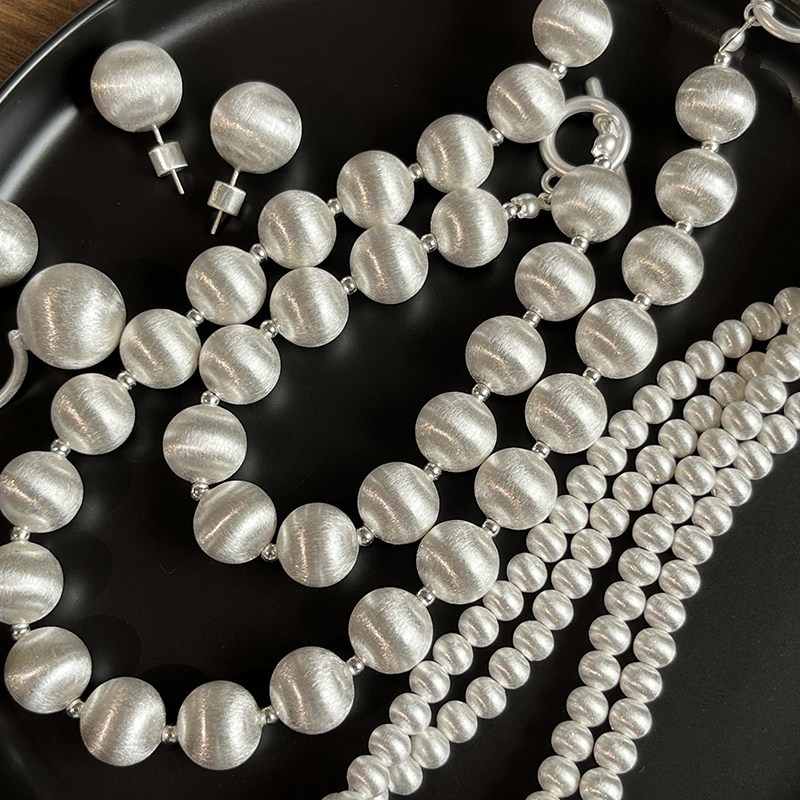 轻奢拉丝圆球项链耳钉戒指