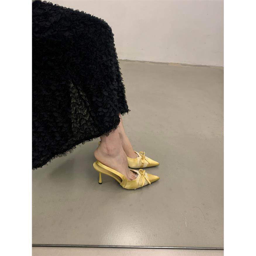 法式时髦高级感不累脚包头凉鞋女鞋子2026新款韩版缎面绝美高跟鞋