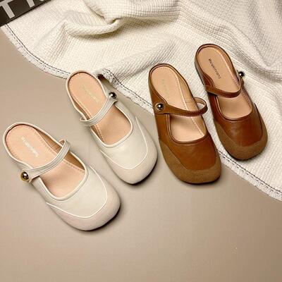 包头半拖鞋女2025新款无后跟懒人凉拖鞋女外穿厚底包鞋女大尺码女