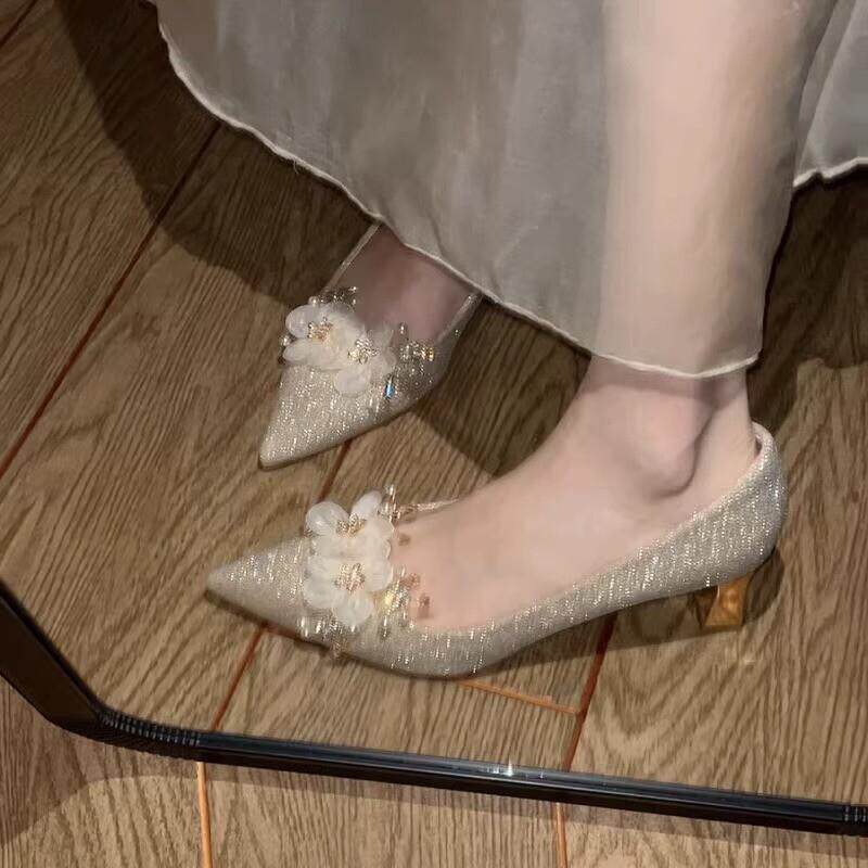 主婚纱结婚婚鞋新娘鞋秀禾服两穿旗袍水晶高跟鞋伴娘鞋日常可穿