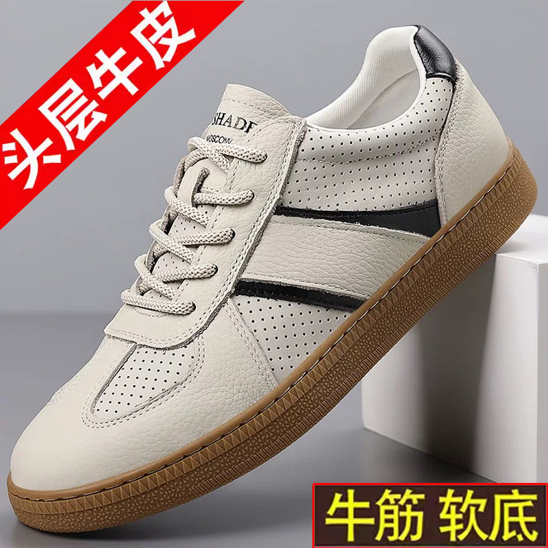 头层牛皮打孔透气洞洞鞋软底凉鞋