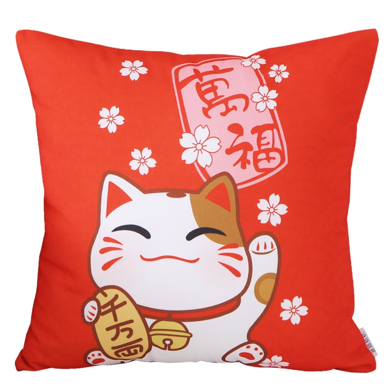 中国卡通招财猫靠枕新年红色喜庆抱枕套中式日式沙发客厅靠垫含芯|ruв категории домашний ткань, подушка/подушка - от Buy2taobao.com для оказания профессиональной услуги покупки агента Taobao