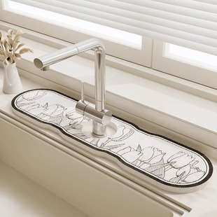 美式 厨房水龙头吸水垫浴室木浆棉沥水垫水槽洗手台防溅水海绵垫子