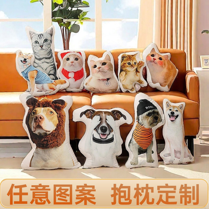 创意抱枕定制可印照片人形diy来图定做猫咪宠物玩偶真人公仔异形